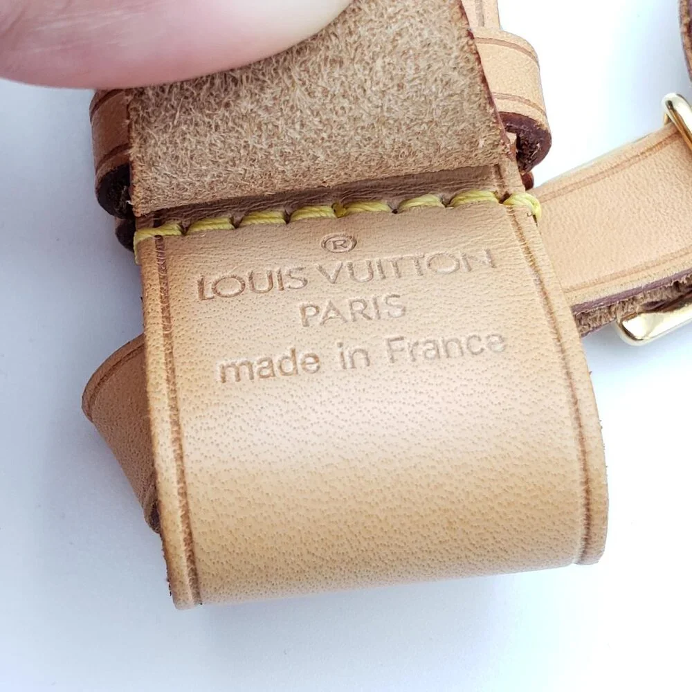 Authentic Louis Vuitton Vachetta Leather Luggage Tag/Travel Tag/ Initial T.T.
